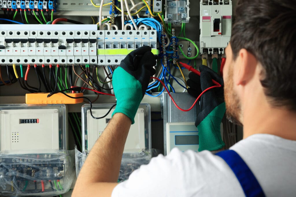 Texas electrician checking a current